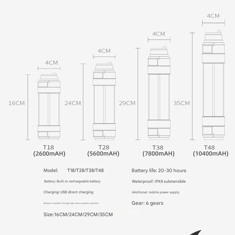 Camping tent mosquito repellent lamp led rechargeable emergency lighting outdoor multi-function camping lamp swimming camp flashlight