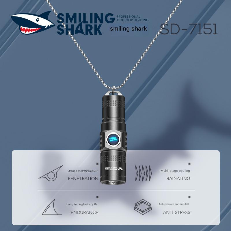 Mini Flashlight Strong Light Rechargeable Necklace Small Portable Multifunctional Outdoor Long-range Flashlight