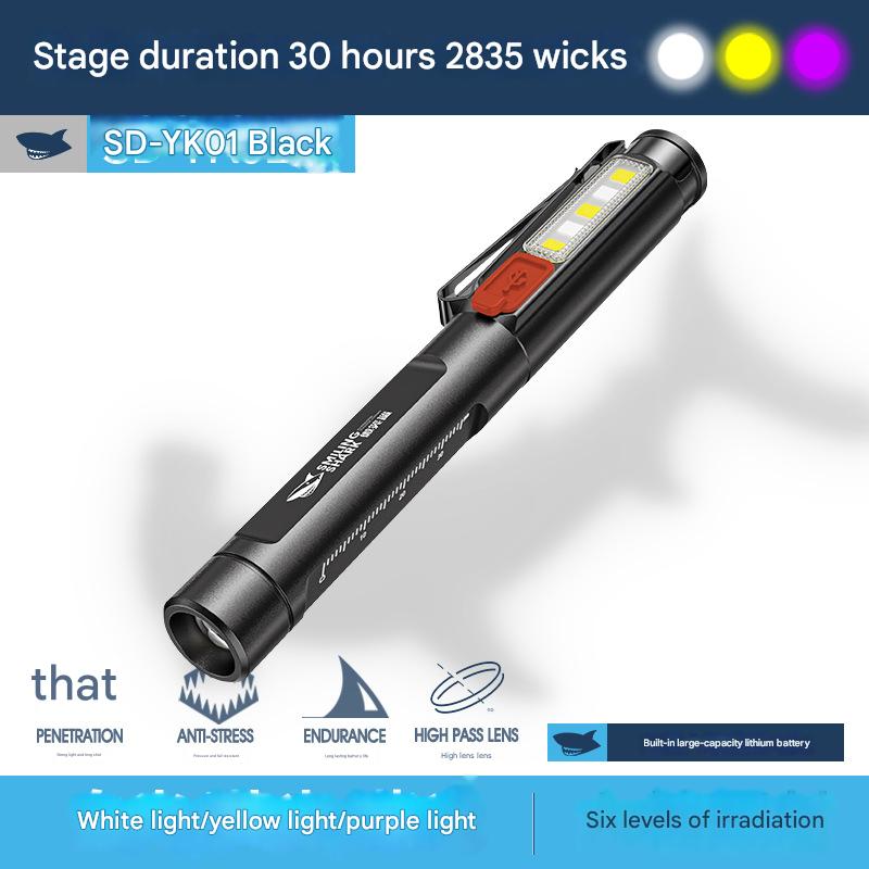 Ophthalmic flashlight Creative two-way pen clip design with measuring ruler Portable flashlight Multi-speed adjustment Medical ophthalmic lamp