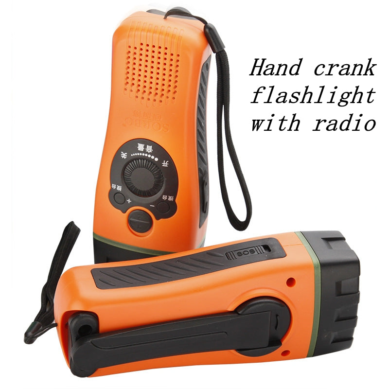 Hand crank generator flashlight 3led flashlight earthquake emergency rescue flashlight with radio FM