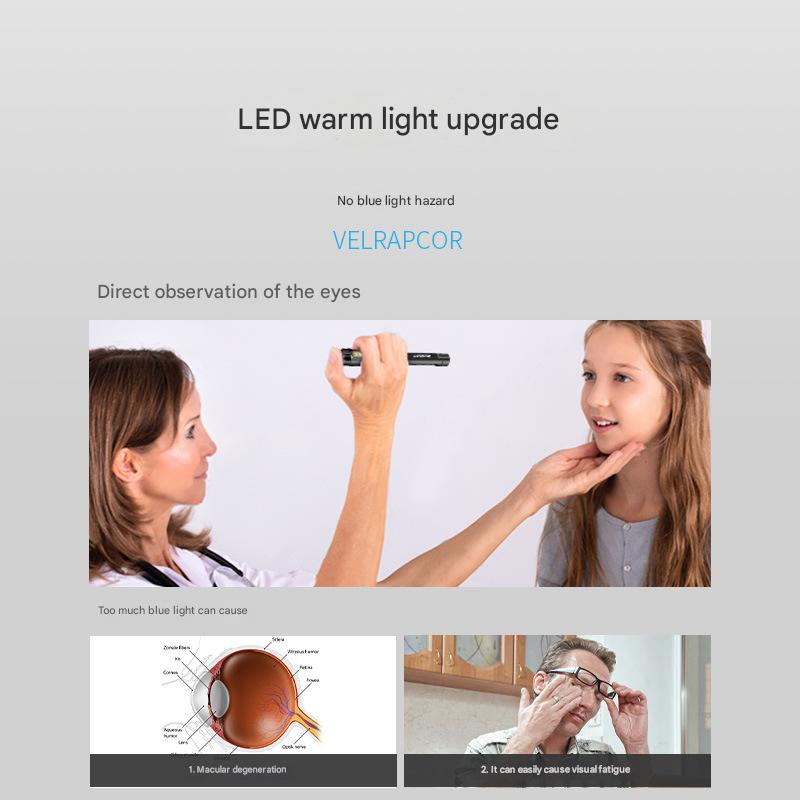 Ophthalmic flashlight Creative two-way pen clip design with measuring ruler Portable flashlight Multi-speed adjustment Medical ophthalmic lamp