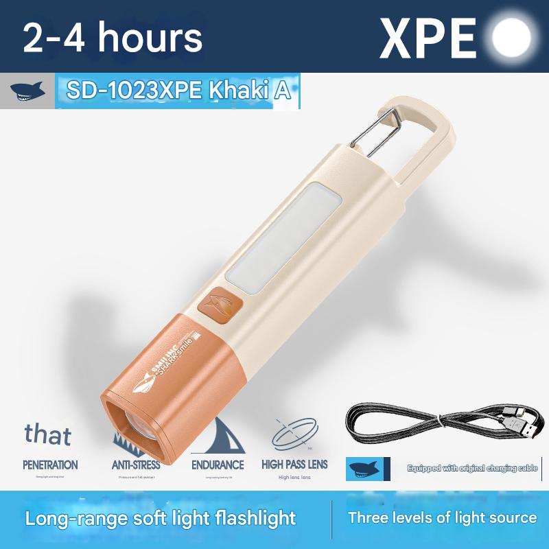 Portable mini high brightness colorful flashlight telescopic zoom camping flashlight three-speed adjustment ABS flashlight