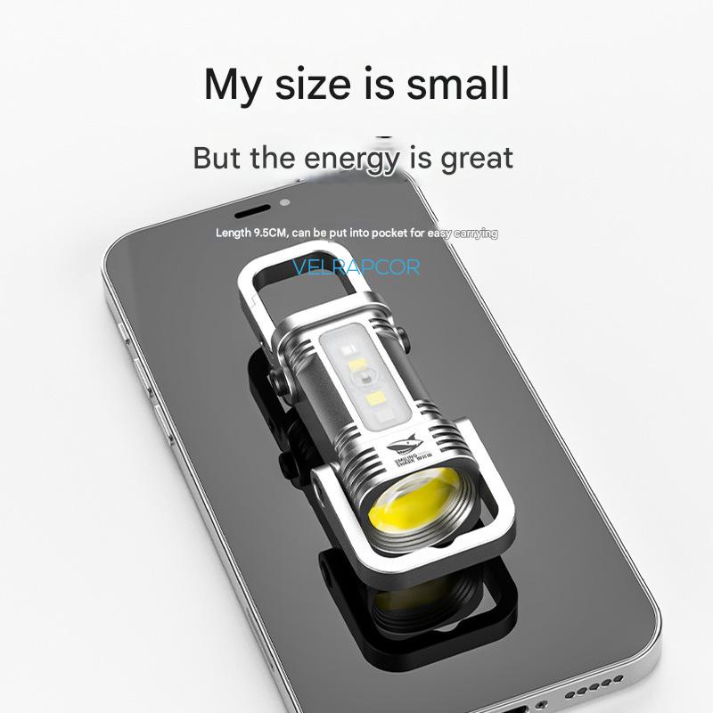 Mini pocket lighting multifunctional keychain light outdoor hook design portable floodlight flashlight