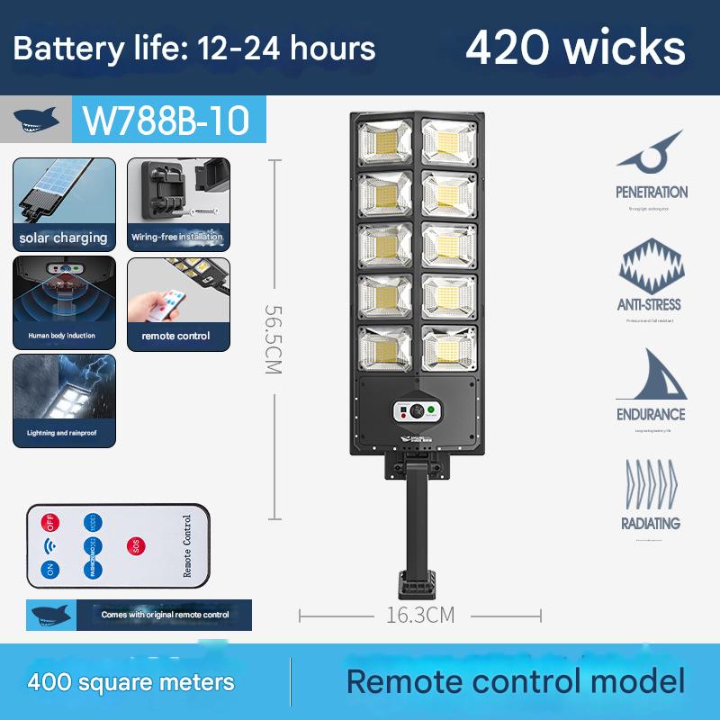 Induction outdoor waterproof lightning protection solar street light remote control floodlight garden light