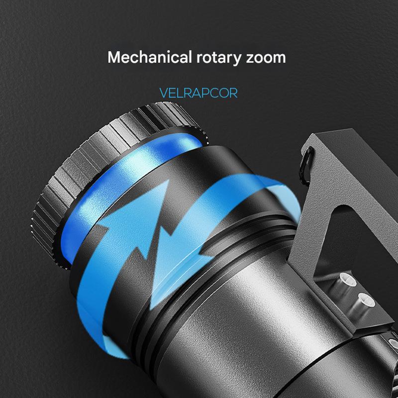 Night fishing light outdoor four-color light source with digital display output fishing light rotating zoom large floodlight portable lamp