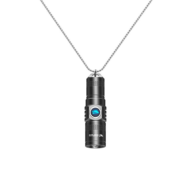 Mini Flashlight Strong Light Rechargeable Necklace Small Portable Multifunctional Outdoor Long-range Flashlight