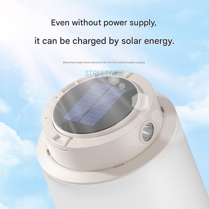 Multifunctional solar camping light, split double light design with output, colorful outdoor camping light