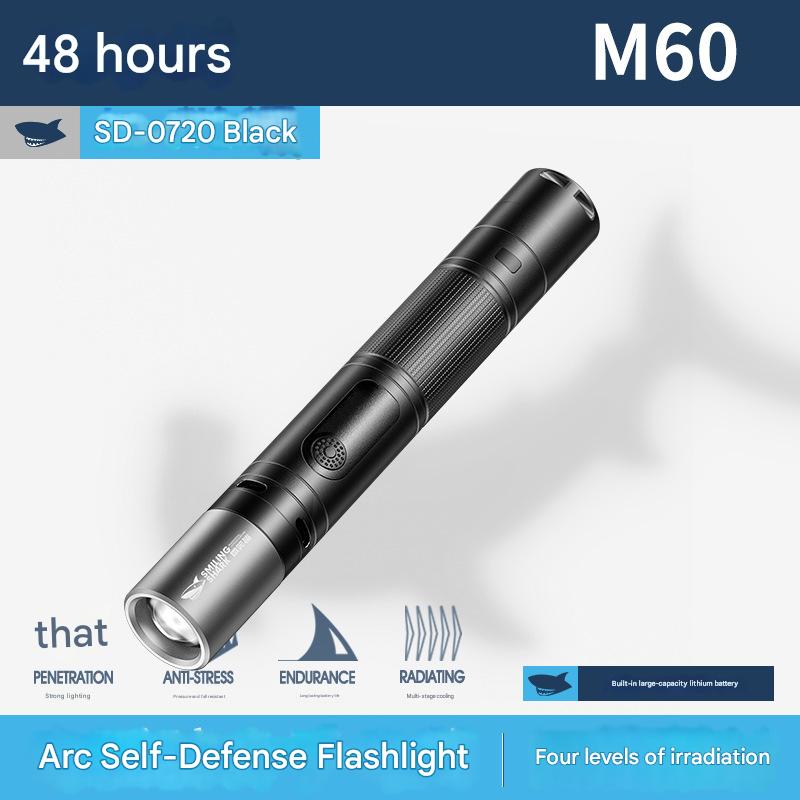 Outdoor anti-wolf arc flashlight telescopic zoom strong light flashlight mini portable flashlight