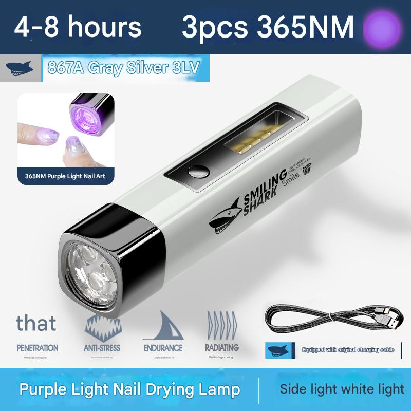 Purple light flashlight nail art UV glue curing flashlight rechargeable LED detection fluorescent agent irradiation lamp baking lamp