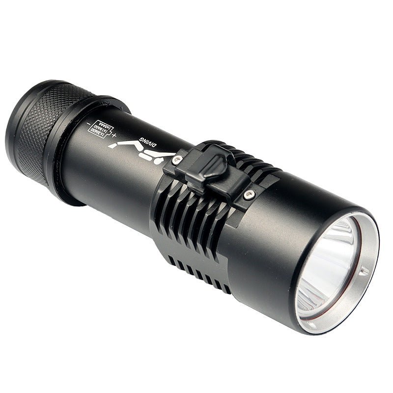Mini diving flashlight LED outdoor 80 meters diving exploration aluminum alloy strong light flashlight