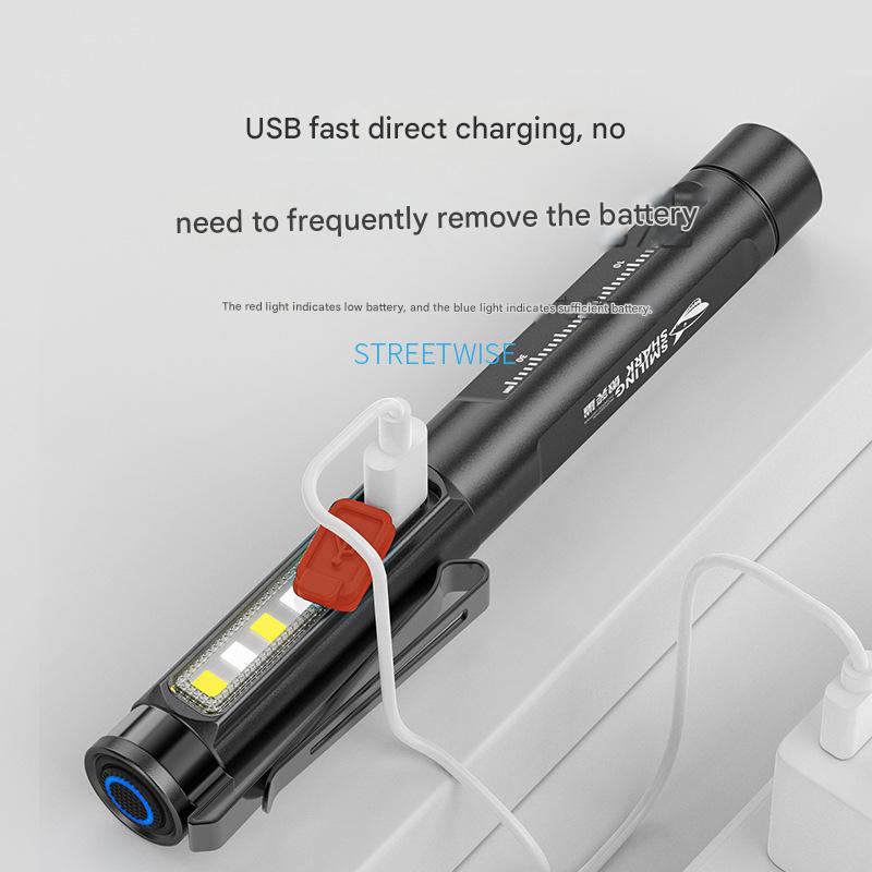Ophthalmic flashlight Creative two-way pen clip design with measuring ruler Portable flashlight Multi-speed adjustment Medical ophthalmic lamp