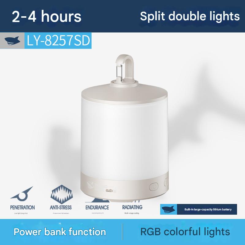 Multifunctional solar camping light, split double light design with output, colorful outdoor camping light