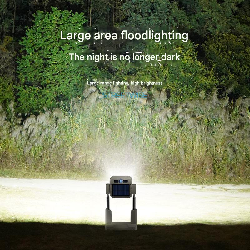 Outdoor telescopic solar powered high brightness floodlight three color light source floodlight
