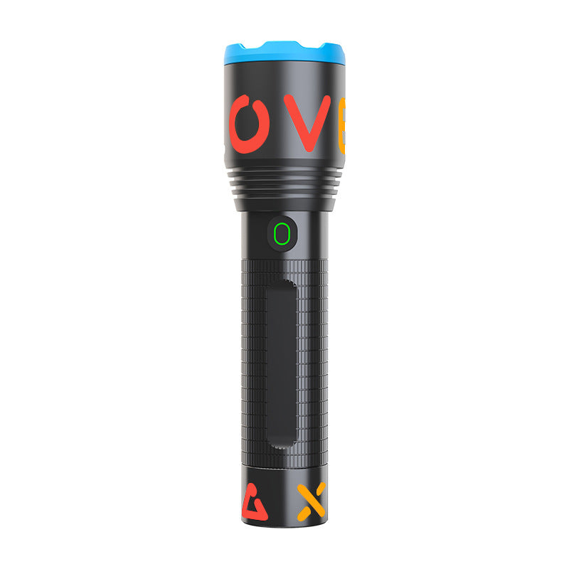 Zoom color fluorescent flashlight strong light super bright long-range long-lasting outdoor LED lighting emergency light