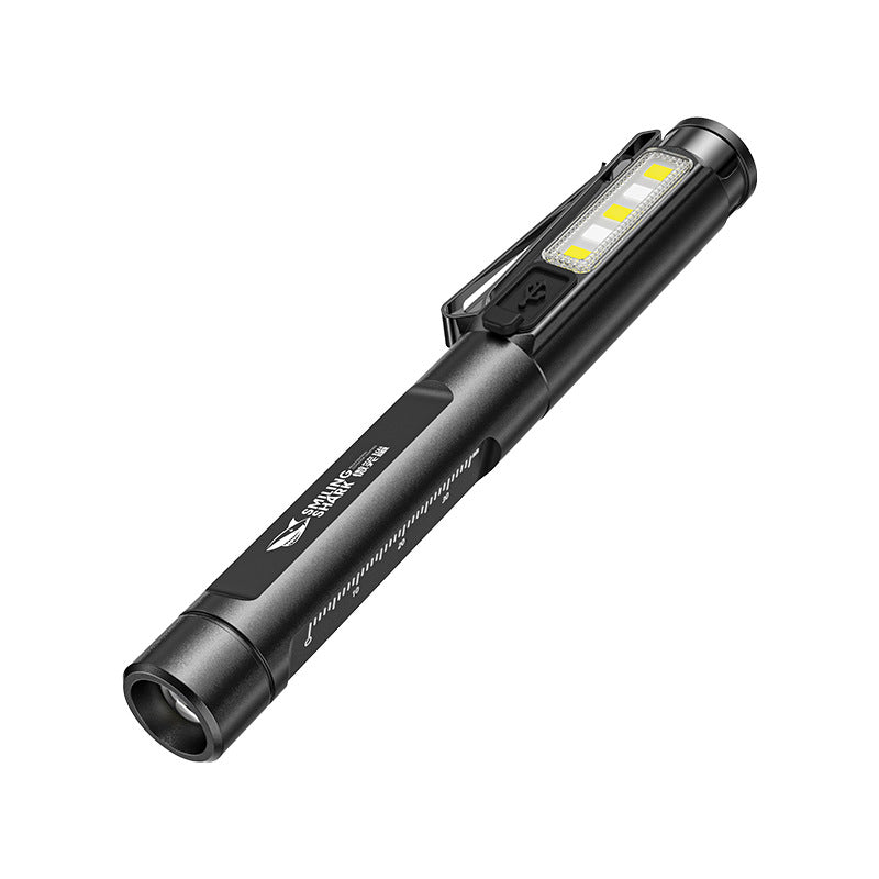 Ophthalmic flashlight Creative two-way pen clip design with measuring ruler Portable flashlight Multi-speed adjustment Medical ophthalmic lamp