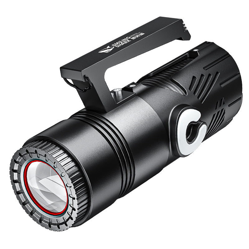 Night fishing light outdoor four-color light source with digital display output fishing light rotating zoom large floodlight portable lamp