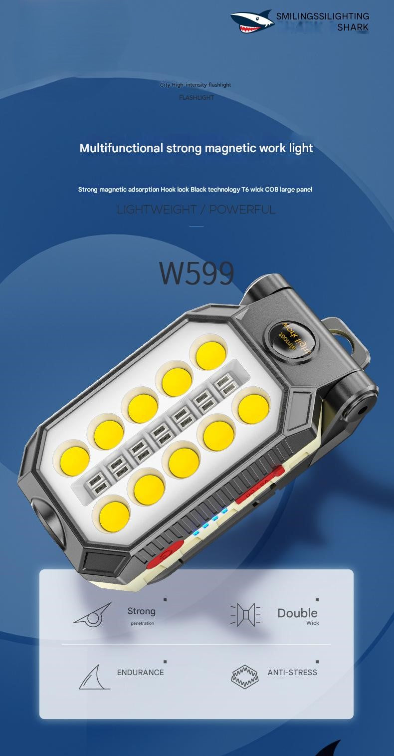 Electric display hook portable maintenance light vehicle emergency warning light multi-function magnetic strong light working flashlight