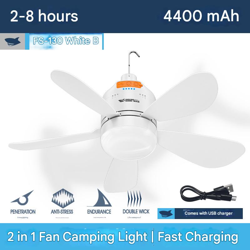Outdoor camping strong light fan light multifunctional home hanging fan with electric display emergency camp fan light