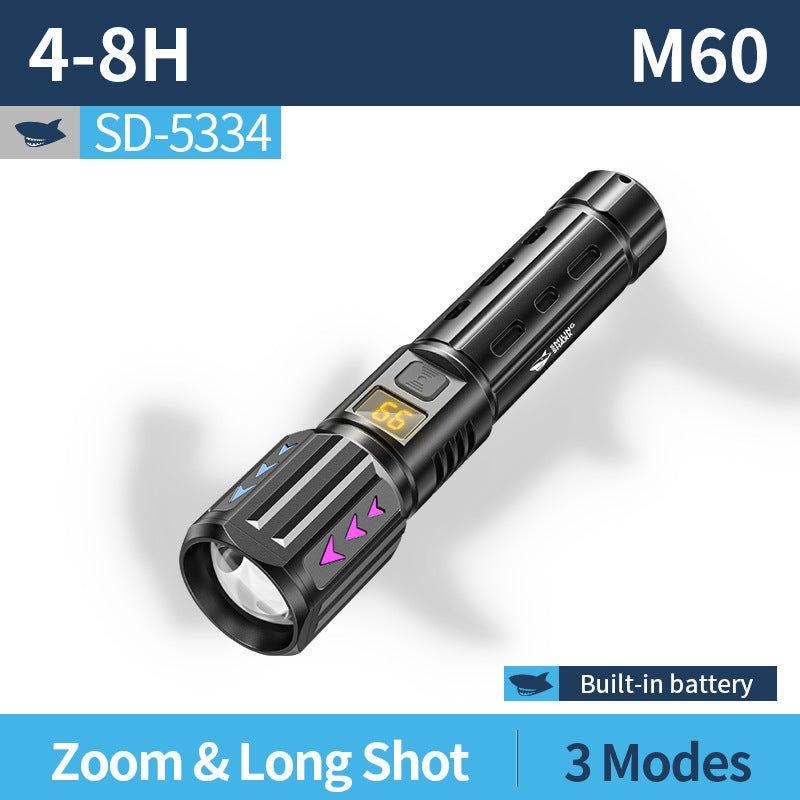 Outdoor long-range zoom LED bright flashlight charging
