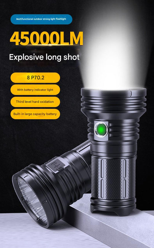 Flashlight 45000 lumens 8 P70 lamp beads high power long-range lamp