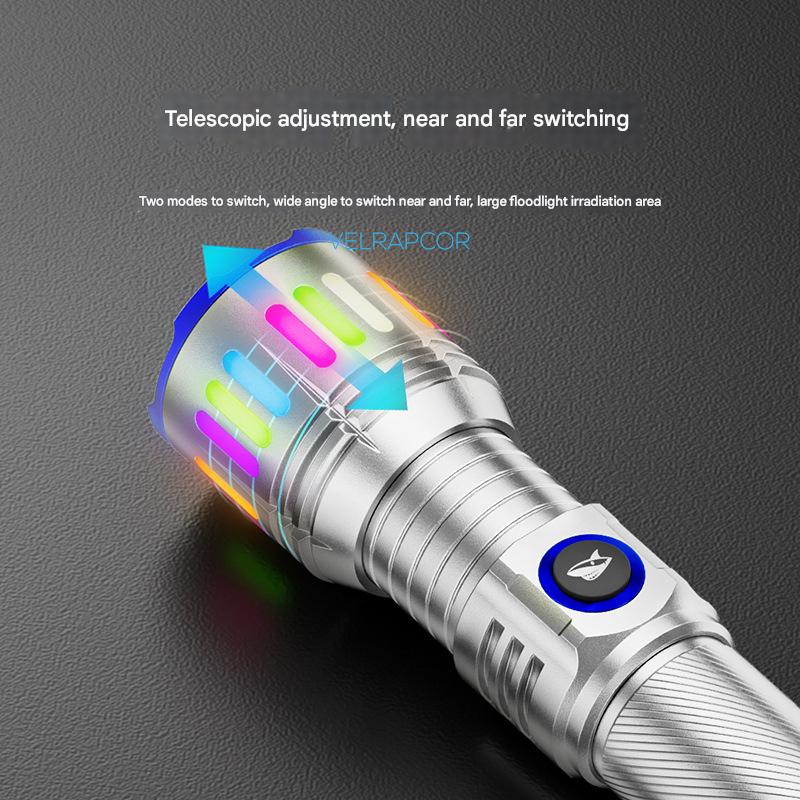 Luminous zoom white laser flashlight with burning lens portable aluminum alloy outdoor flashlight