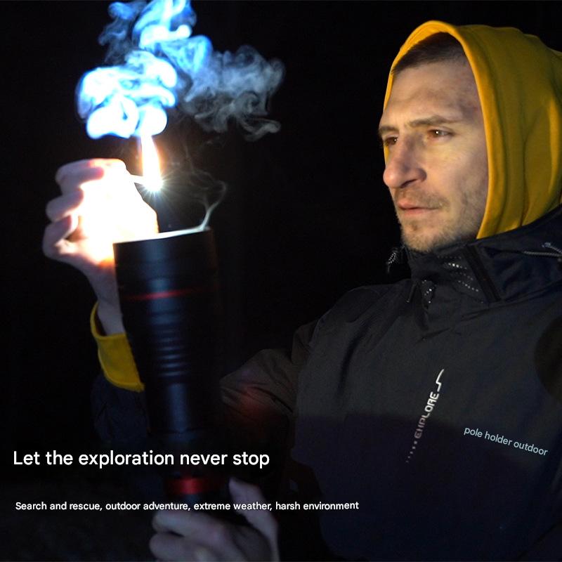 Flashlight outdoor search and rescue light strong light high power telescopic focus ignition flashlight
