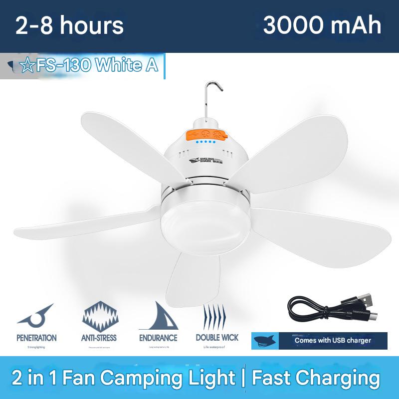 Outdoor camping strong light fan light multifunctional home hanging fan with electric display emergency camp fan light