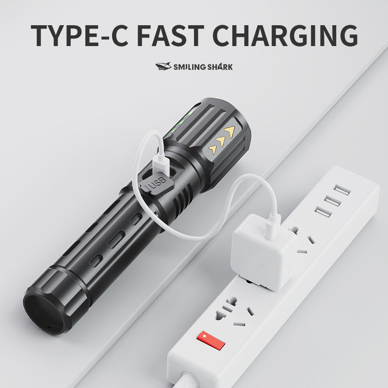 Outdoor long-range zoom LED bright flashlight charging