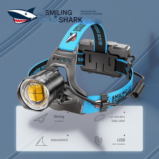 Outdoor hiking high power strong light headlight charging site headlight construction focusing P100 waterproof headlight
