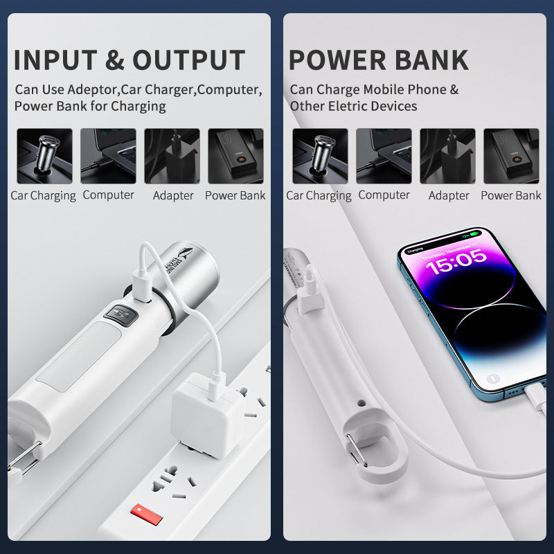 Outdoor multi-function rechargeable strong light flashlight