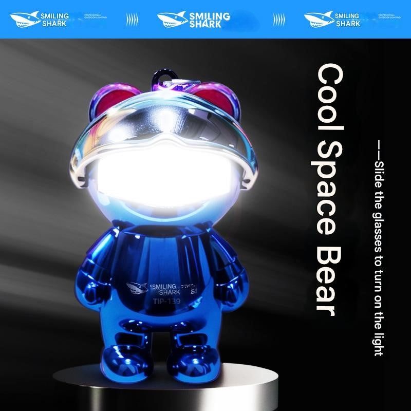 Outdoor portable space bear mini small strong light flashlight portable keychain luminous pendant lighting lamp