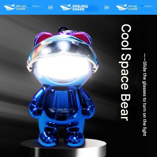 Outdoor portable space bear mini small strong light flashlight portable keychain luminous pendant lighting lamp
