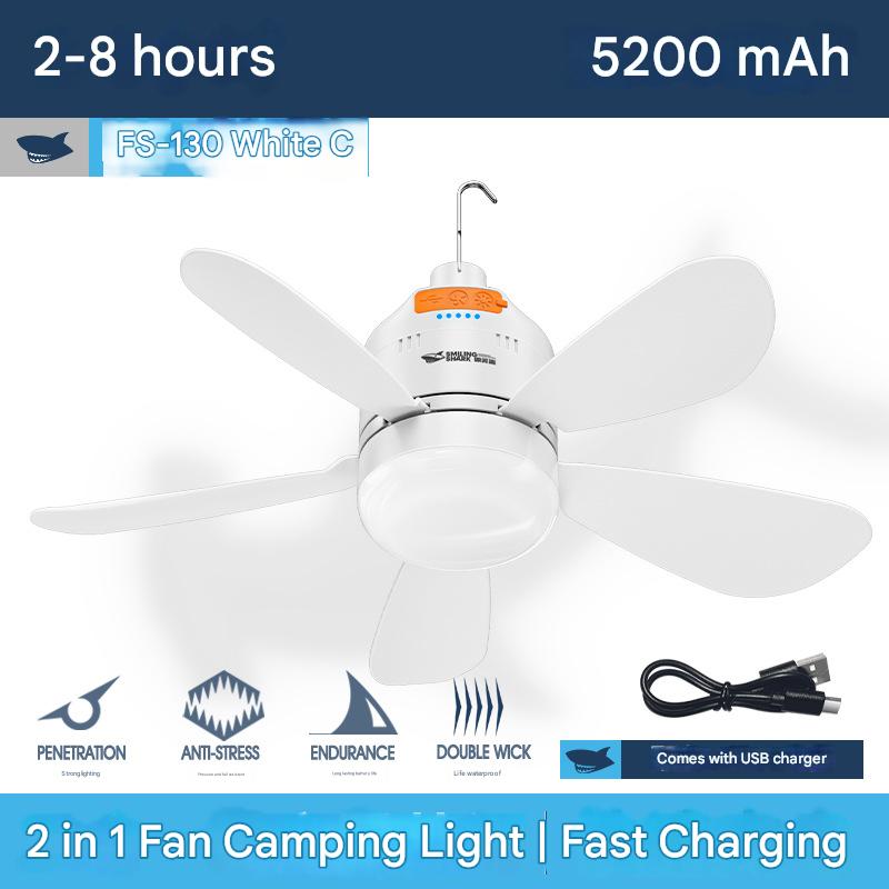 Outdoor camping strong light fan light multifunctional home hanging fan with electric display emergency camp fan light