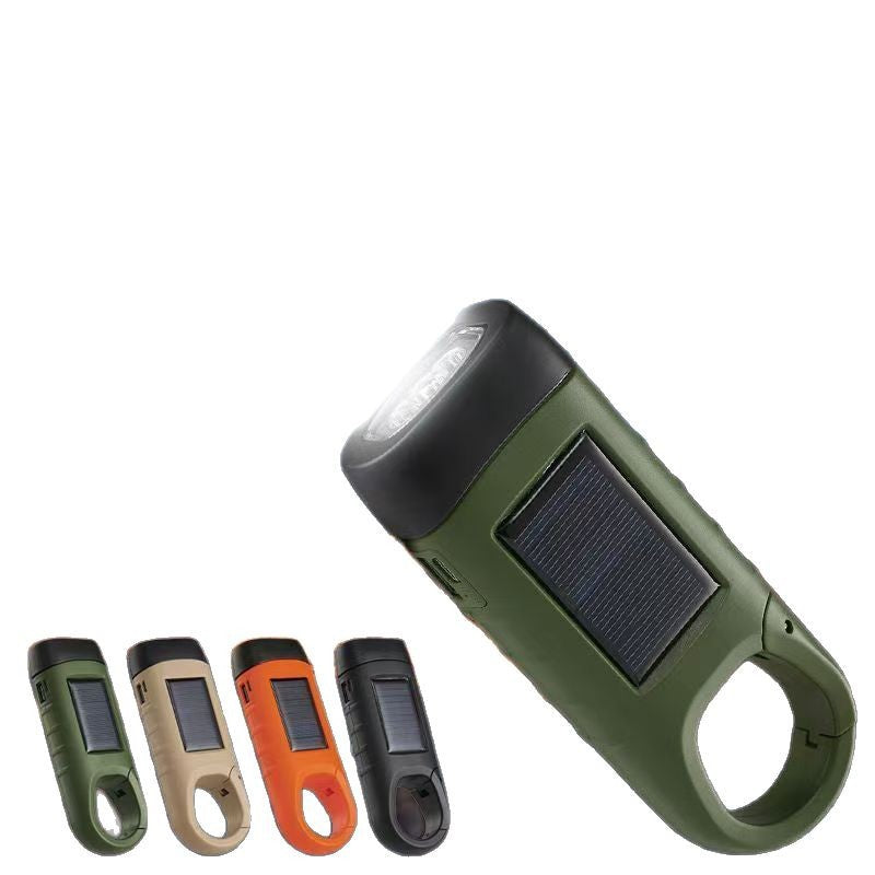 Solar hand-crank flashlight multi-function camping power supply emergency led emergency light outdoor lighting power generation