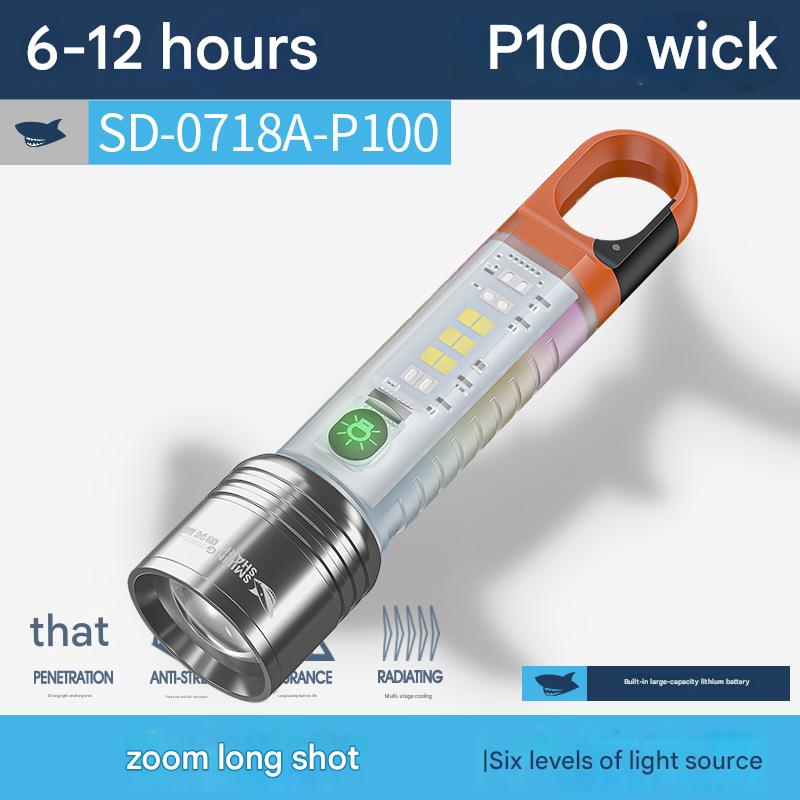 Portable flashlight with high brightness and long range, multi-position adjustable flashlight, multiple light sources, strong magnetic adsorption at the tail