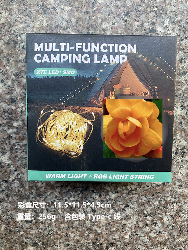 Multifunctional outdoor camping light colorful lighting camping light tent light portable retractable light romantic string atmosphere light