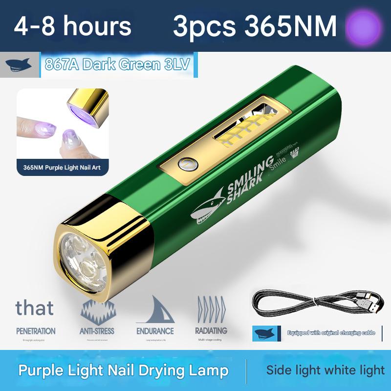 Purple light flashlight nail art UV glue curing flashlight rechargeable LED detection fluorescent agent irradiation lamp baking lamp