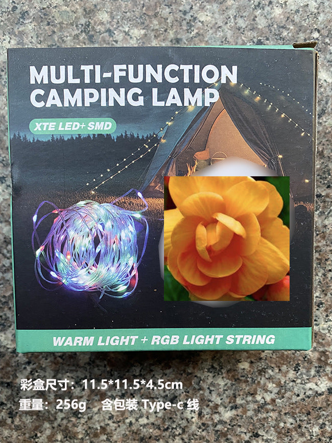 Multifunctional outdoor camping light colorful lighting camping light tent light portable retractable light romantic string atmosphere light