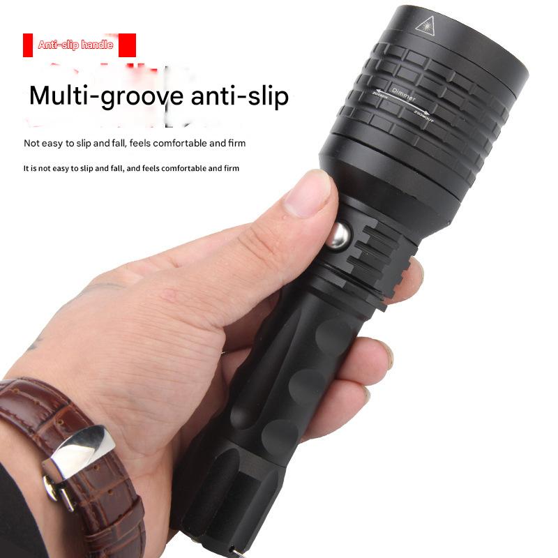 Three light sources, strong light flashlight, zoom, outdoor with green, white laser, infrared, three in one portable