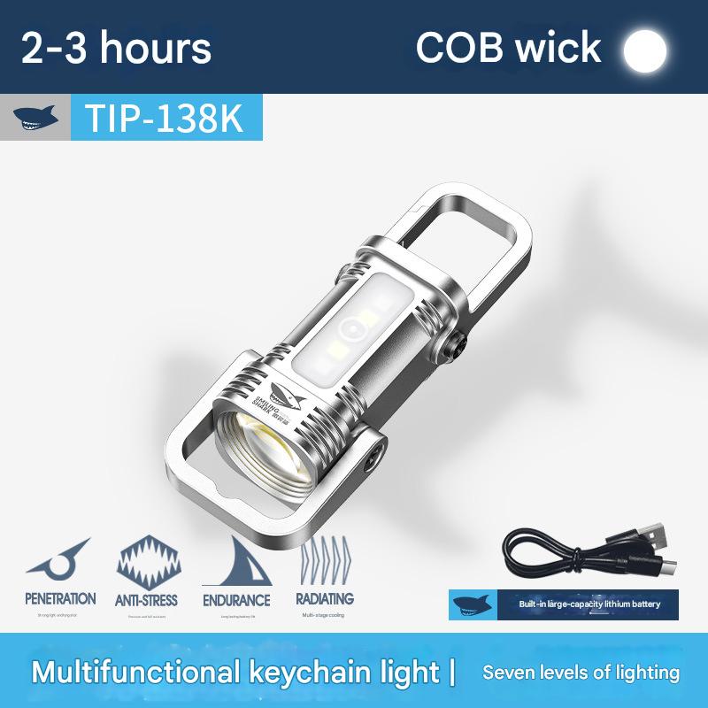 Mini pocket lighting multifunctional keychain light outdoor hook design portable floodlight flashlight