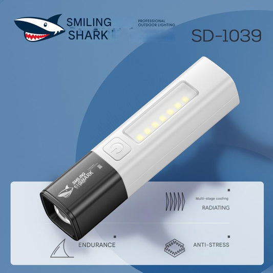 Mini long-range flashlight COB large floodlight high brightness small flashlight ABS portable outdoor zoom flashlight