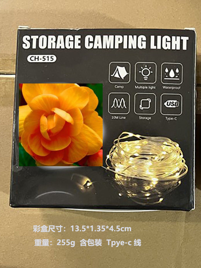 Multifunctional outdoor camping light colorful lighting camping light tent light portable retractable light romantic string atmosphere light