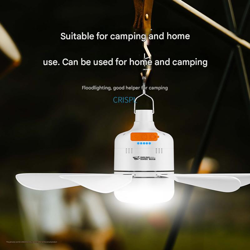 Outdoor camping strong light fan light multifunctional home hanging fan with electric display emergency camp fan light