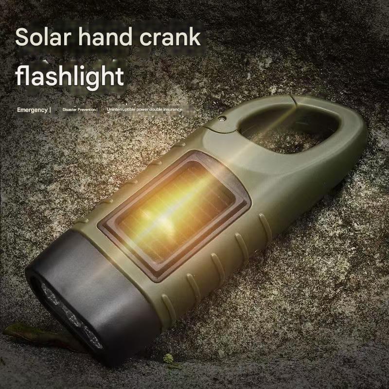 Solar hand-crank flashlight multi-function camping power supply emergency led emergency light outdoor lighting power generation
