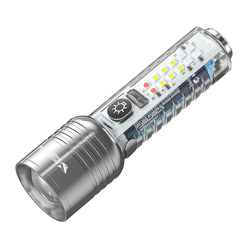 Portable flashlight with high brightness and long range, multi-position adjustable flashlight, multiple light sources, strong magnetic adsorption at the tail