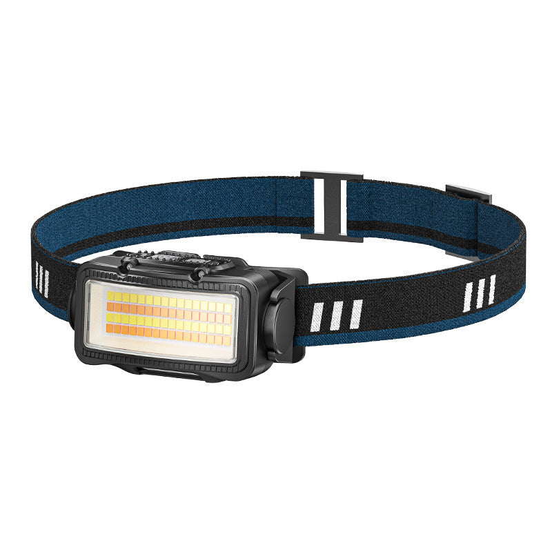 Outdoor lighting strong light induction headlight USB fast charging long-lasting battery life with red light warning floodlight headlight