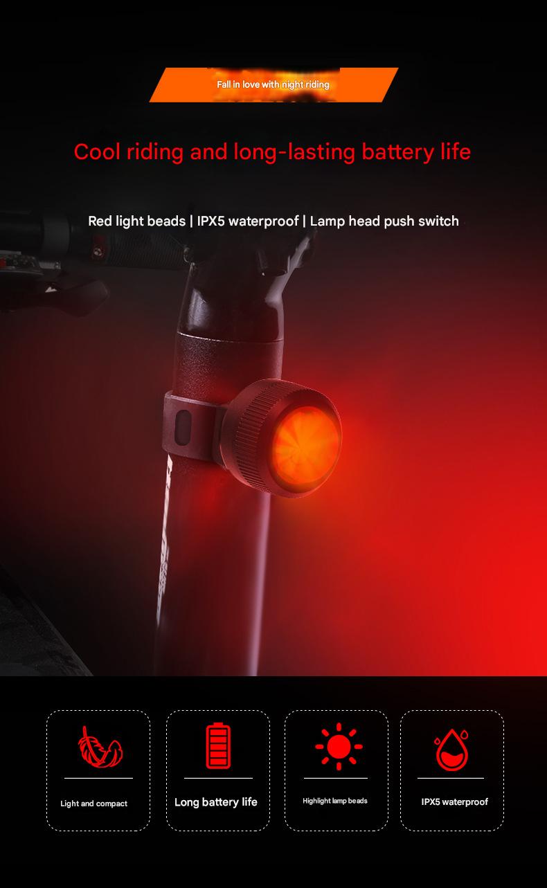 Waterproof frog helmet light safety warning light mountain bike bicycle night riding gem tail light