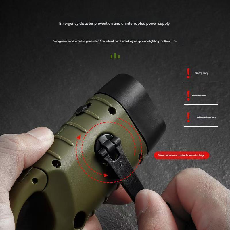 Solar hand-crank flashlight multi-function camping power supply emergency led emergency light outdoor lighting power generation