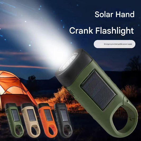 Solar hand-crank flashlight multi-function camping power supply emergency led emergency light outdoor lighting power generation