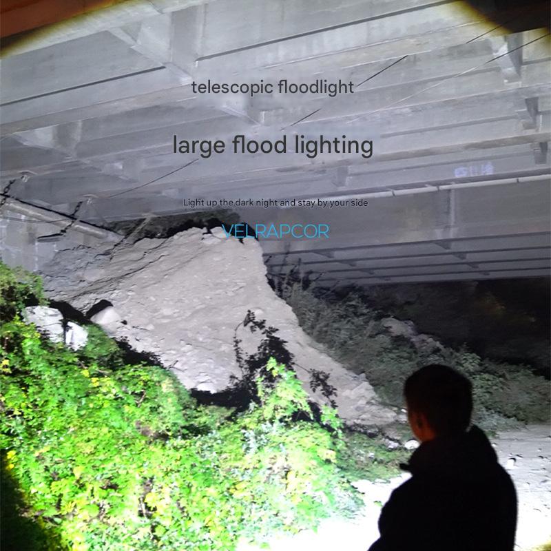 Portable flashlight with high brightness and long range, multi-position adjustable flashlight, multiple light sources, strong magnetic adsorption at the tail